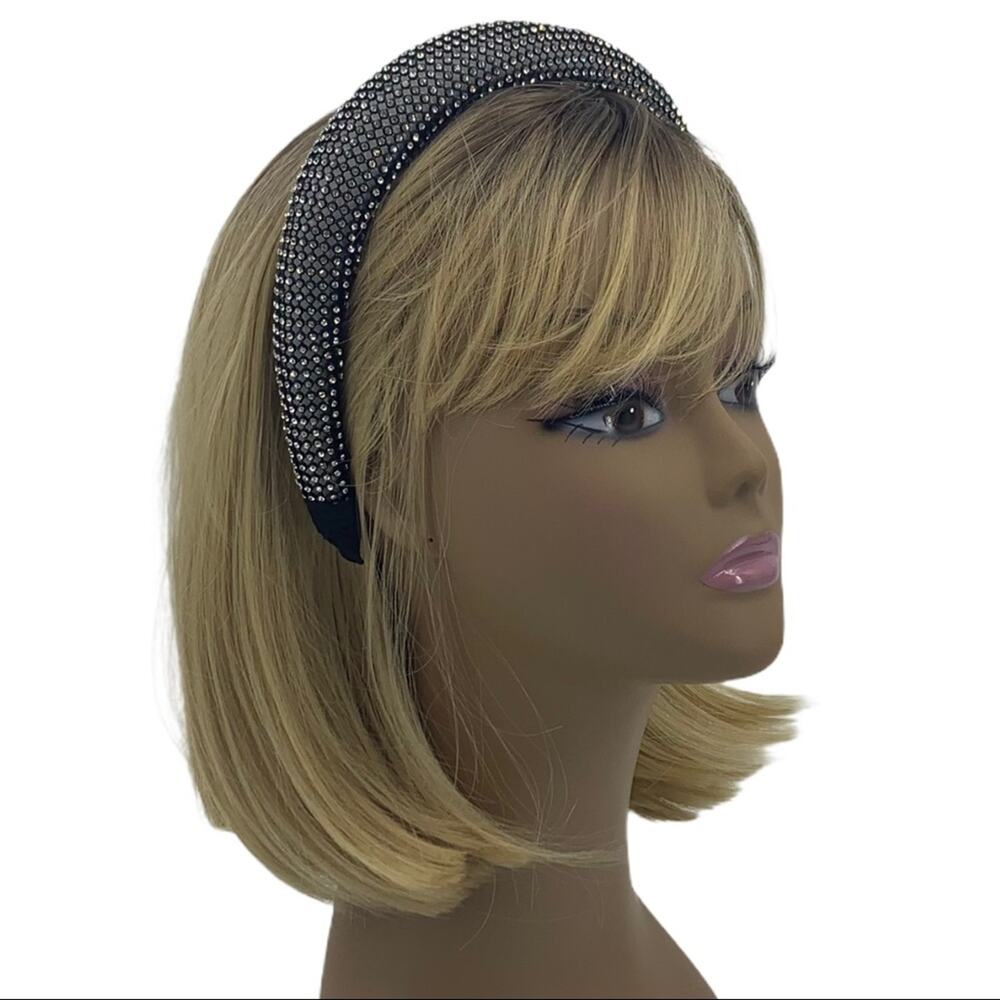 AQUA Mini Embellished Padded Headband Black